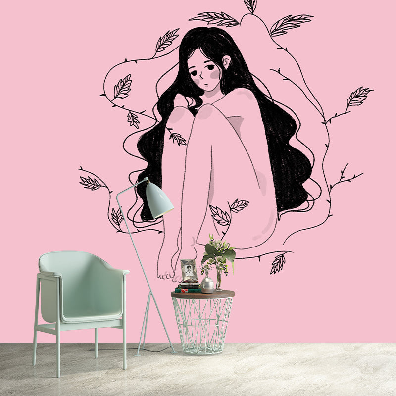 Stain Resistant Mural Cartoon Figure Illustration Living Room Wall Mural