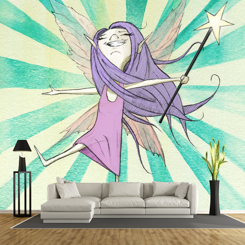 Illustration Mural Wallpaper Cartoon Characters Sitting Room Wall Mural