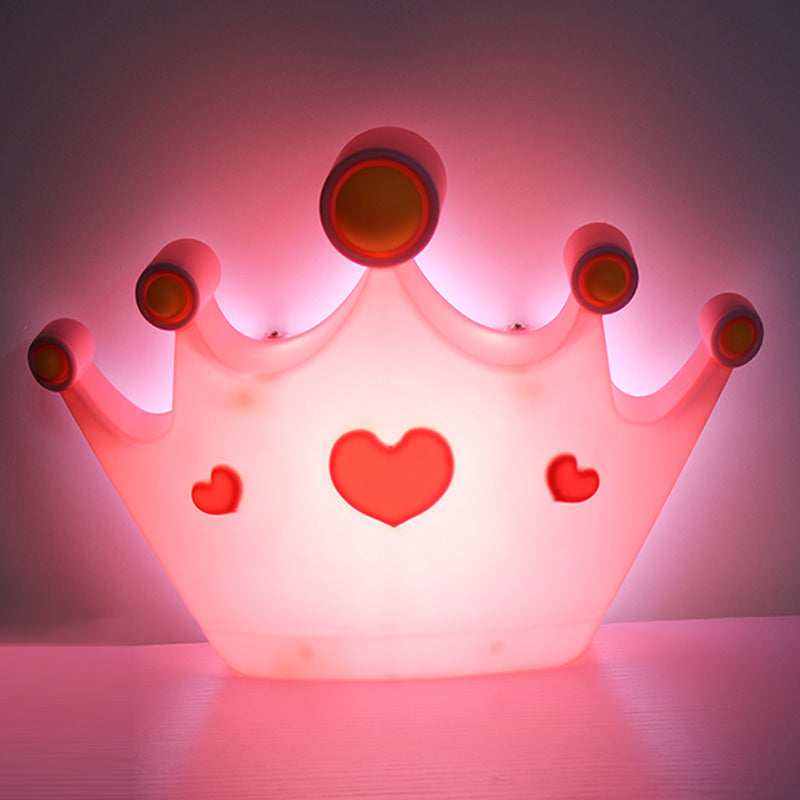 Pink Finish Crown Shape Wall Light Sconce Cartoon LED Plastic Wall Mount Lamp Fixture