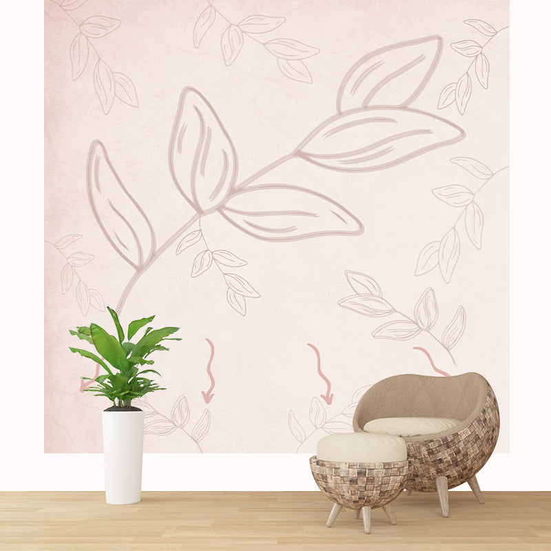 Mural Wallpaper Plant Illustration Environment Friendly Bedroom Wall Mural