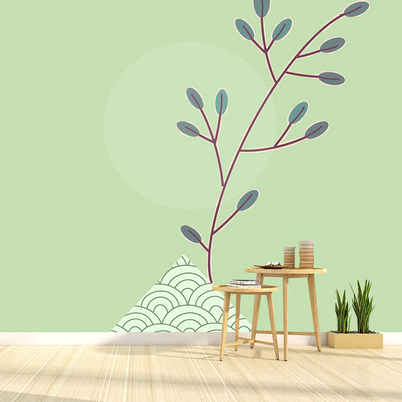 Mural Wallpaper Plant Illustration Environment Friendly Bedroom Wall Mural