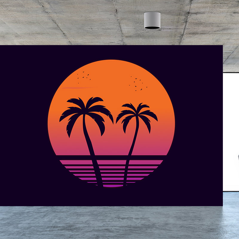 Tropical Landscape Mildew Resistant Wallpaper Illustration Sleeping Room Wall Mural