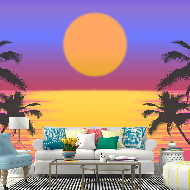 Tropical Landscape Mildew Resistant Wallpaper Illustration Sleeping Room Wall Mural