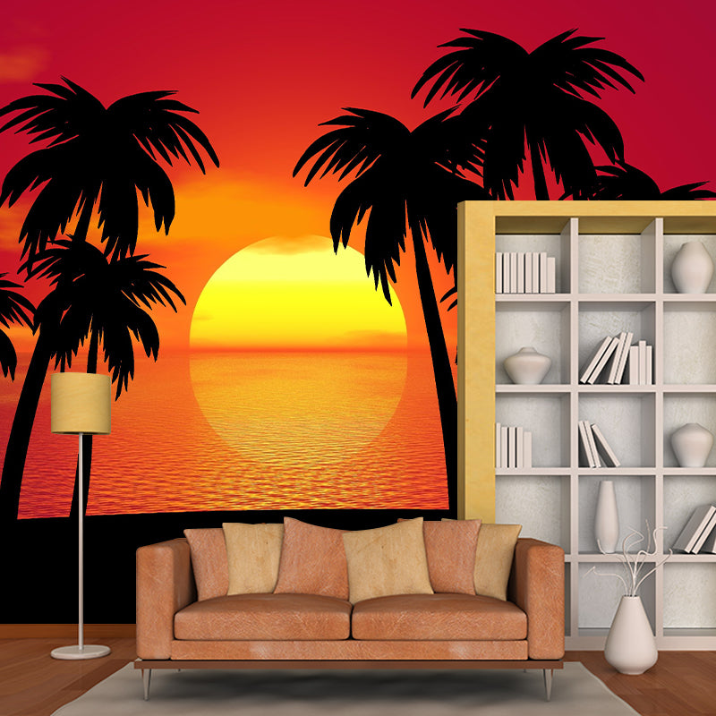 Tropical Landscape Mildew Resistant Wallpaper Illustration Sleeping Room Wall Mural