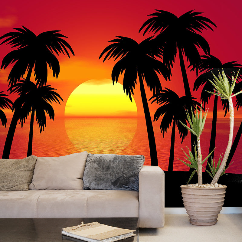 Tropical Landscape Mildew Resistant Wallpaper Illustration Sleeping Room Wall Mural