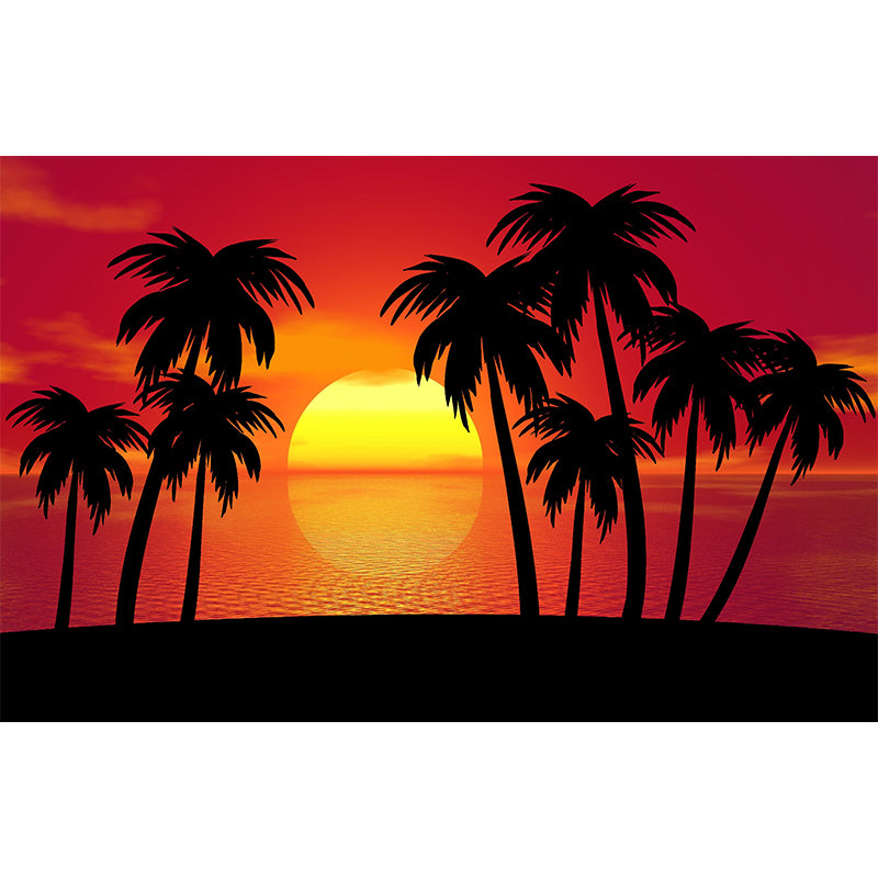 Tropical Landscape Mildew Resistant Wallpaper Illustration Sleeping Room Wall Mural