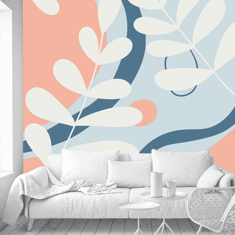Modern Style Illustration Mural Wallpaper Plant Pattern Indoor Wall Mural