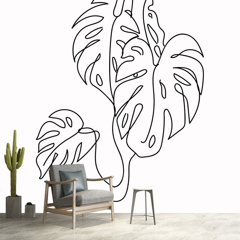 Illustration Plant Pattern Mural Stain Resistant Living Room Wall Mural