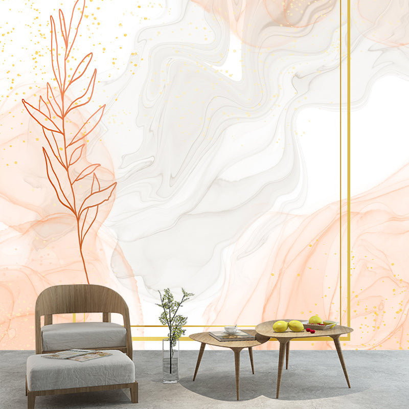 Illustration Plant Pattern Mural Stain Resistant Living Room Wall Mural