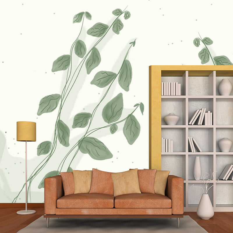 Illustration Plant Pattern Mural Stain Resistant Living Room Wall Mural