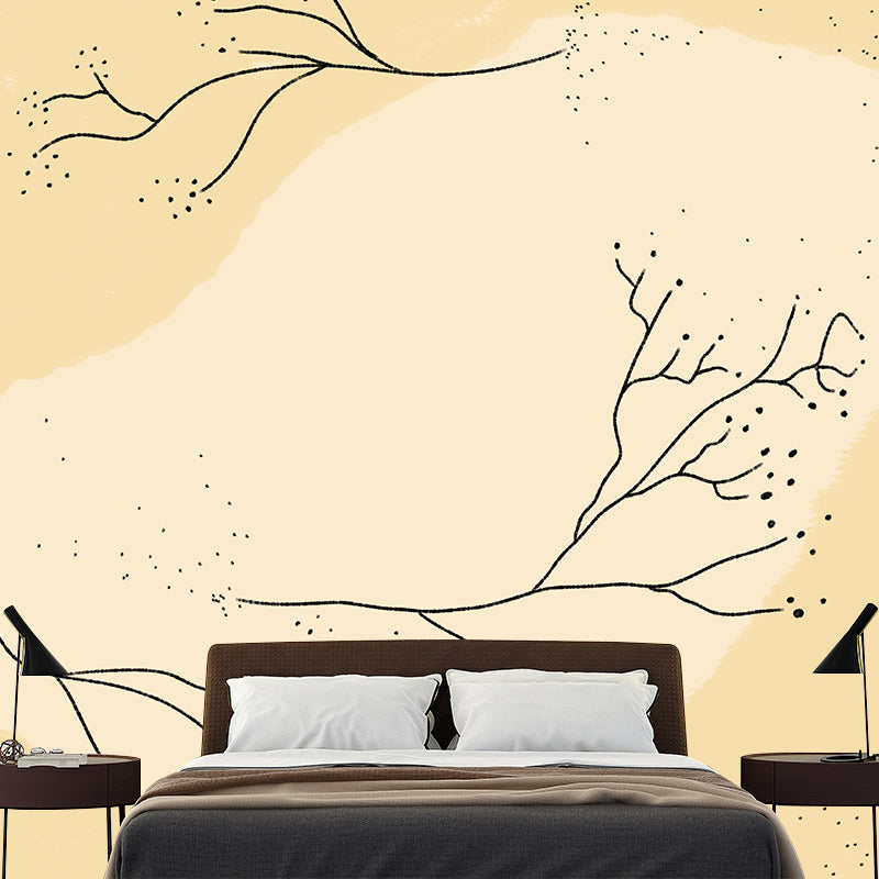 Illustration Plant Pattern Mural Stain Resistant Living Room Wall Mural