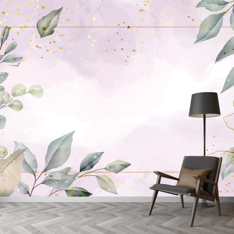 Plant Illustration Mural Wallpaper Environment Friendly Bedroom Wall Mural