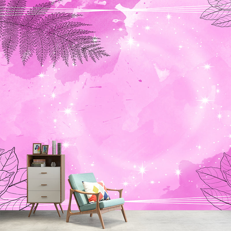 Plant Pattern Resistant Mural Wallpaper Illustration Sleeping Room Wall Mural