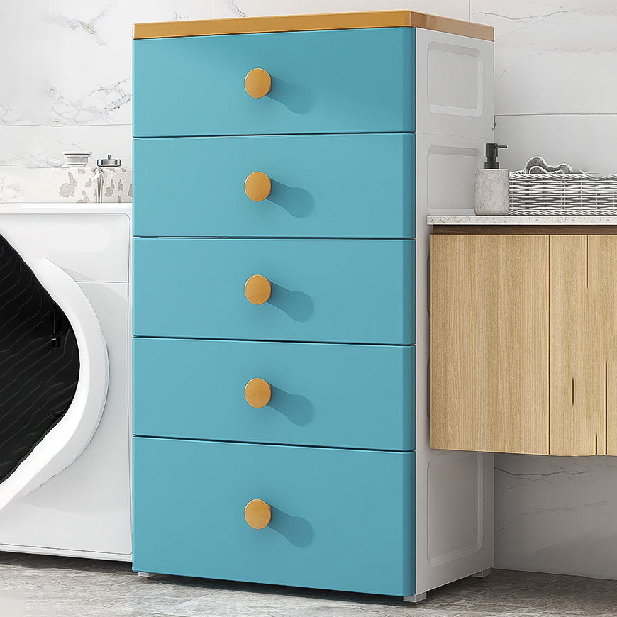 Scandinavian Chest Kids Nightstand Plastic Nursery Dresser with 5 Drawers