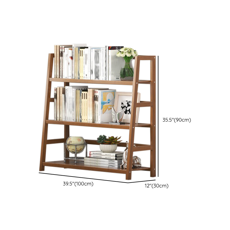 Modern Open Back Ladder Bookshelf Engineered Wood Bookcase with Shelves