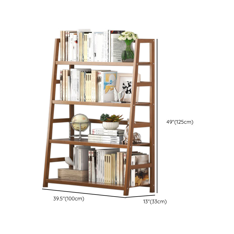 Modern Open Back Ladder Bookshelf Engineered Wood Bookcase with Shelves