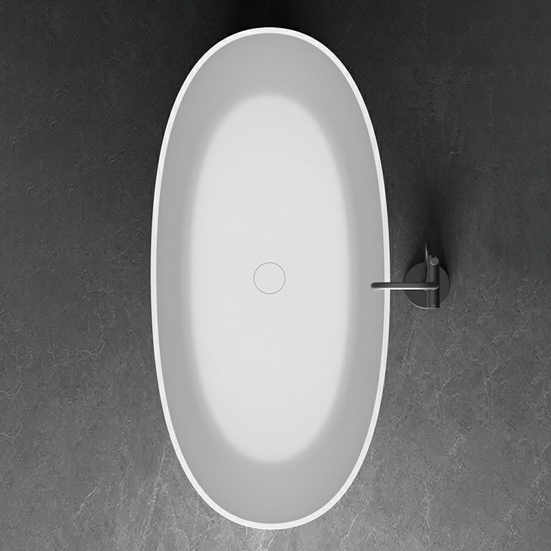 Modern Stone Oval White Bathtub Freestanding Soaking Bath for Bathroom