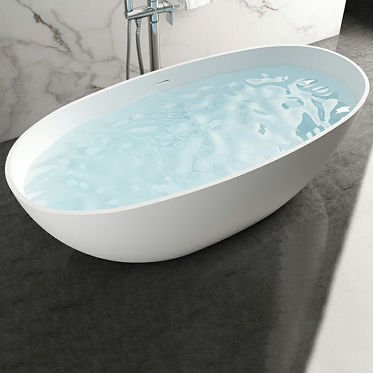 Modern Stone Oval White Bathtub Freestanding Soaking Bath for Bathroom