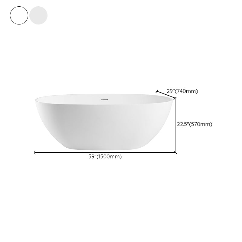 Modern Stone Oval White Bathtub Freestanding Soaking Bath for Bathroom