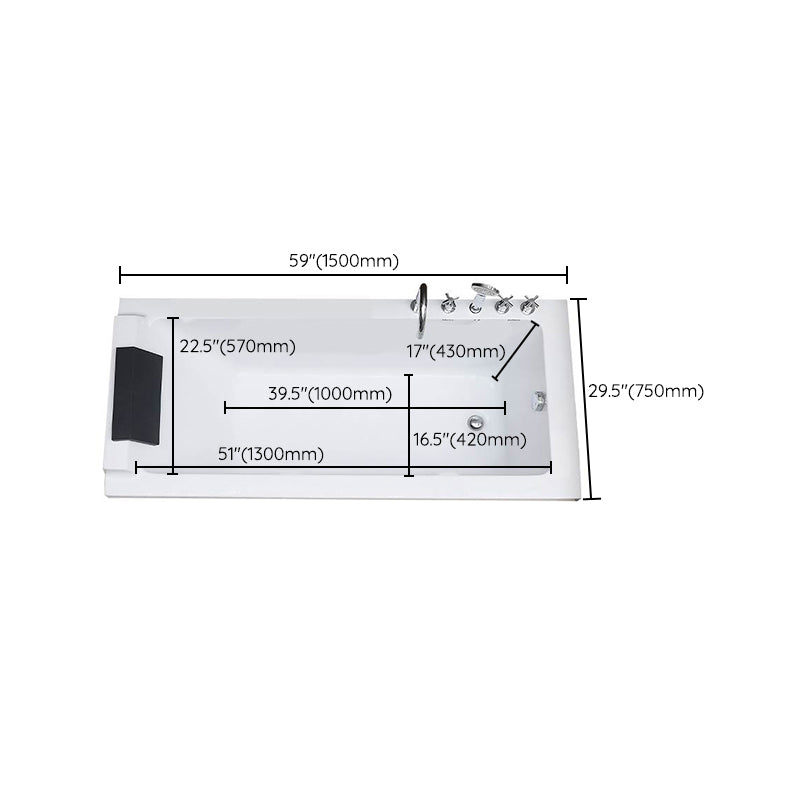 Acrylic Soaking Bathtub Antique Finish Drop-in Back to Wall Bath Tub
