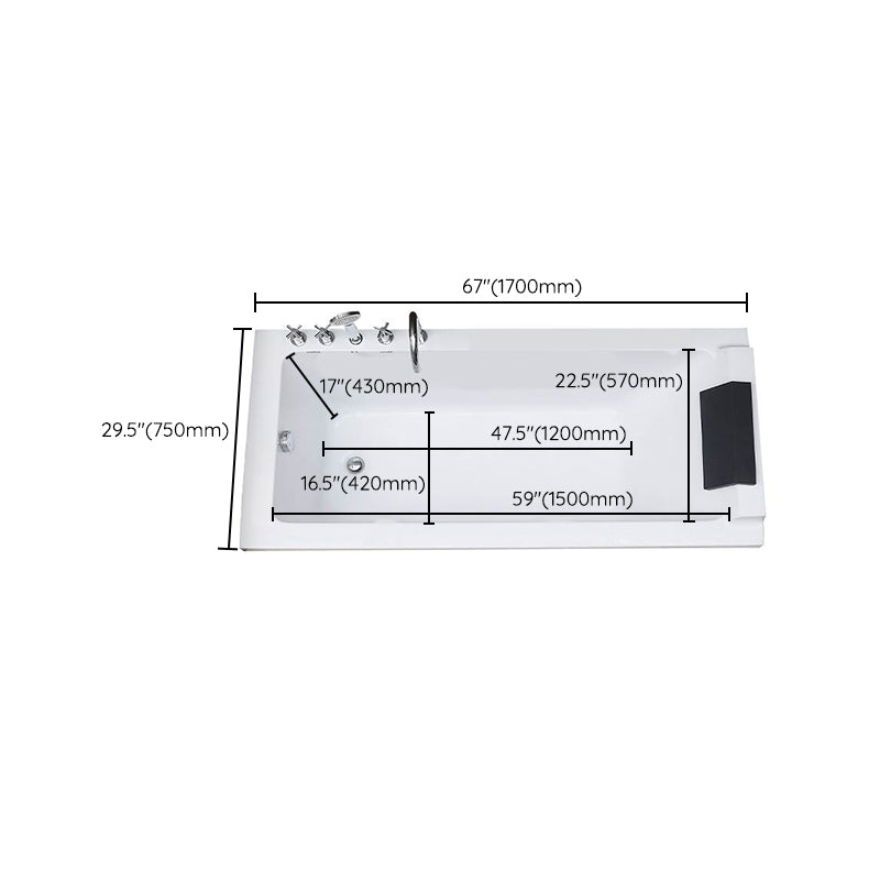 Acrylic Soaking Bathtub Antique Finish Drop-in Back to Wall Bath Tub