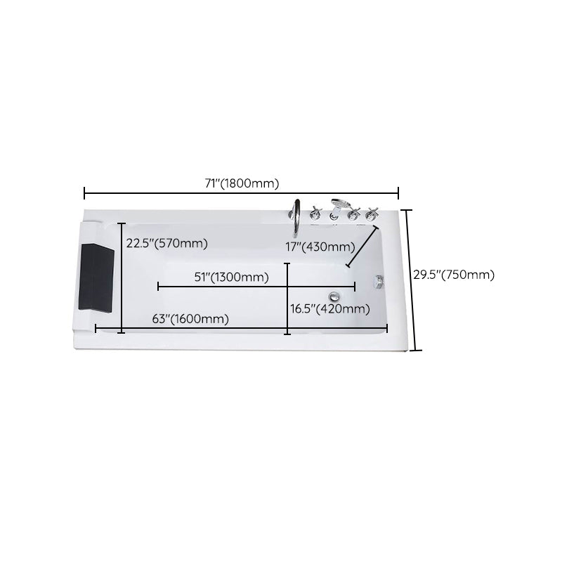 Acrylic Soaking Bathtub Antique Finish Drop-in Back to Wall Bath Tub