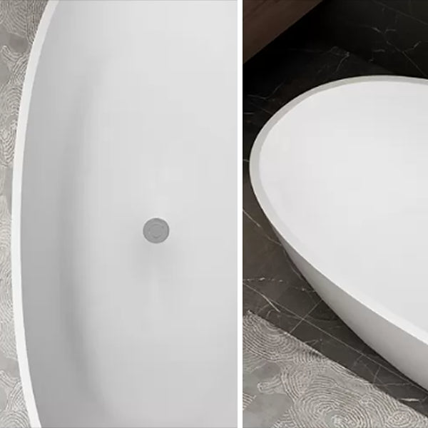 Modern Stone Freestanding Tub Soaking 22.05-inch Tall Bath with Overflow Trim
