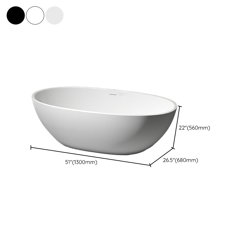 Modern Stone Freestanding Tub Soaking 22.05-inch Tall Bath with Overflow Trim