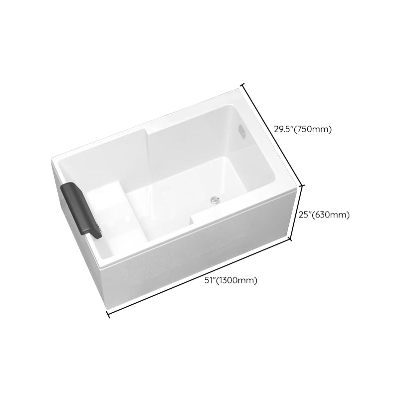 Modern Acrylic Rectangular Tub Soaking 24.8-inch Tall Bath Tub in White