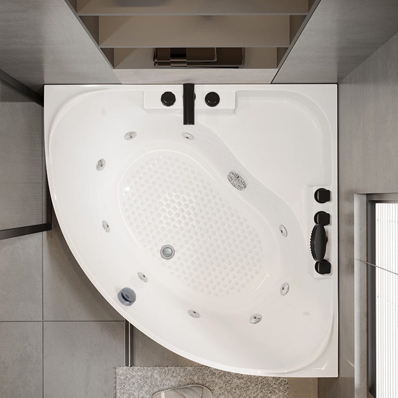 Modern Acrylic Corner Bath Soaking Seat Included Bathtub in White