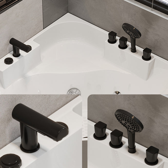 Modern Acrylic Corner Bath Soaking Seat Included Bathtub in White
