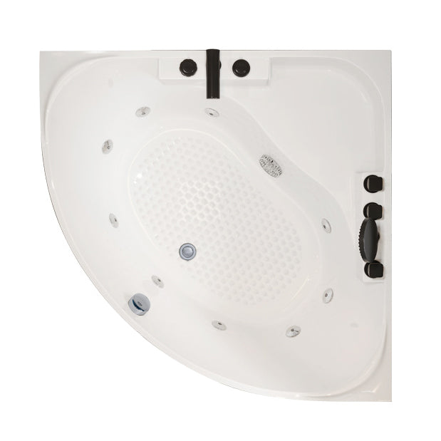 Modern Acrylic Corner Bath Soaking Seat Included Bathtub in White