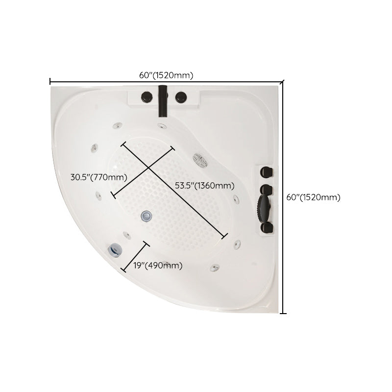Modern Acrylic Corner Bath Soaking Seat Included Bathtub in White