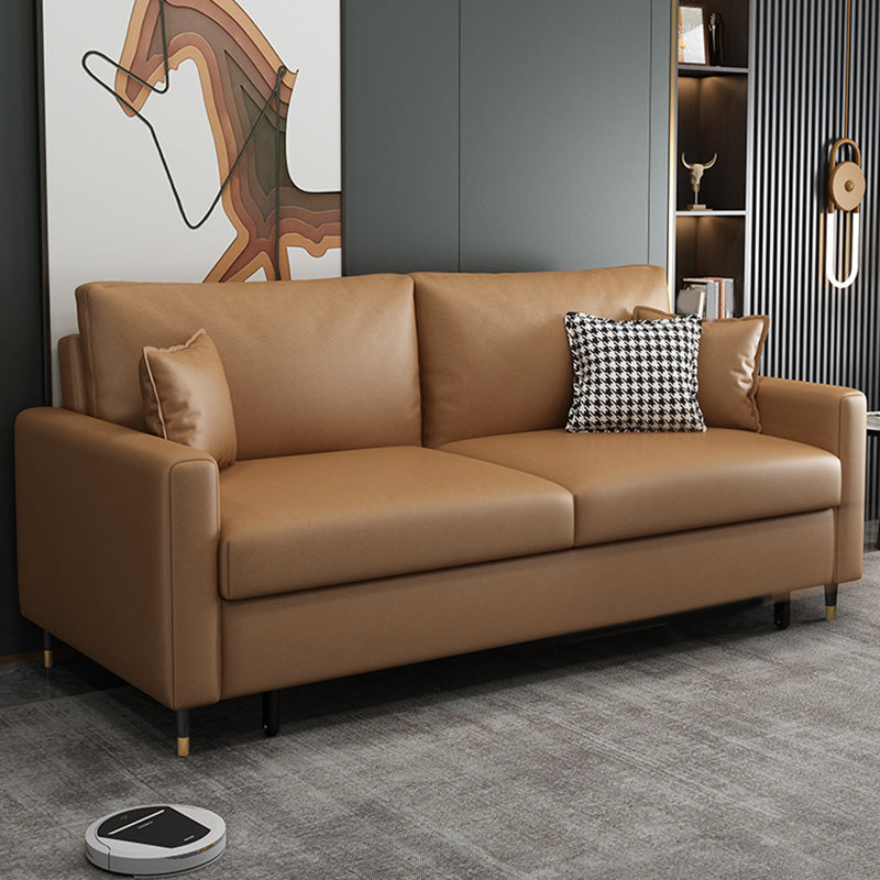 Faux Leather Sleeper Sofa Pillow Back Pillow Included Futon Sleeper Sofa