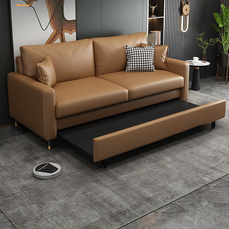 Faux Leather Sleeper Sofa Pillow Back Pillow Included Futon Sleeper Sofa