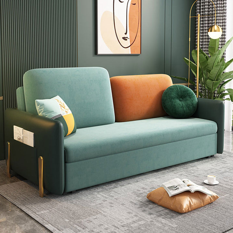 35" Wide Glam Sleeper Sofa Futon Pillow Included Green Sleeper Sofa