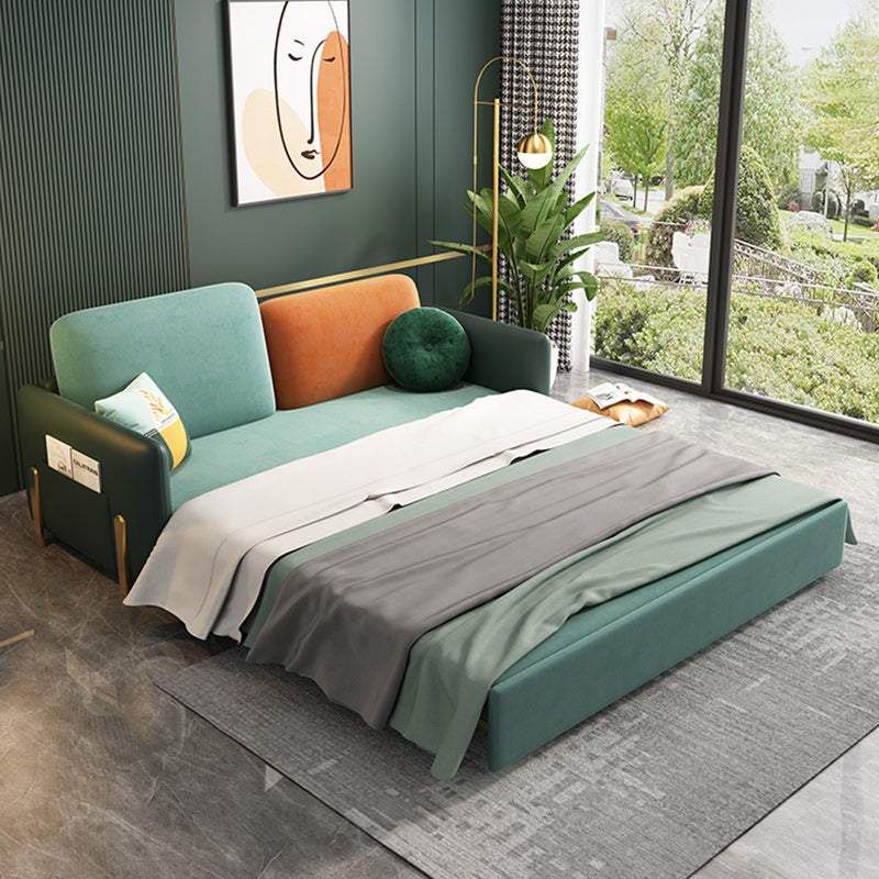 35" Wide Glam Sleeper Sofa Futon Pillow Included Green Sleeper Sofa