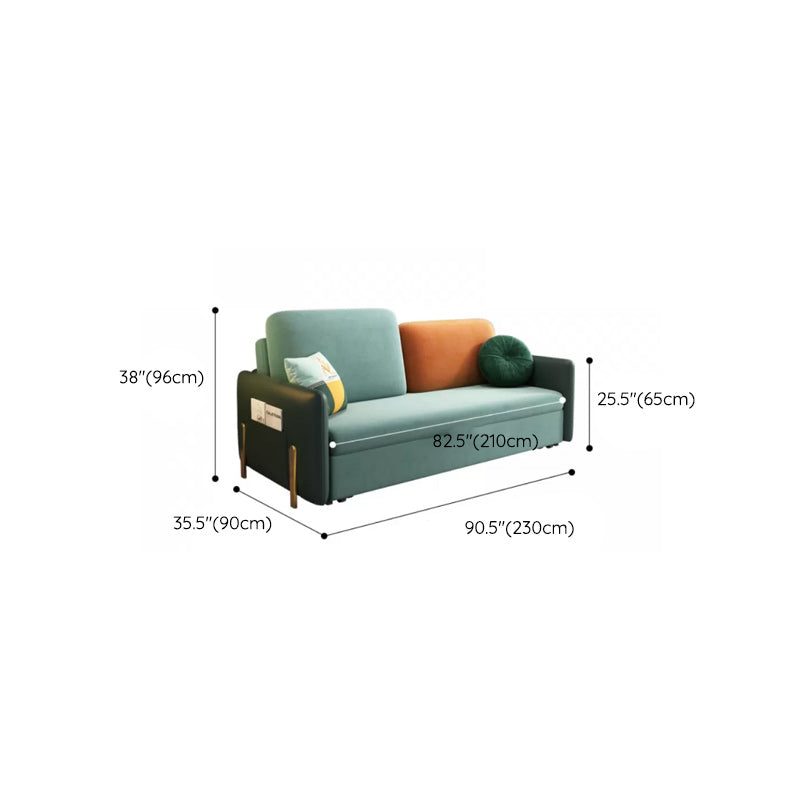 35" Wide Glam Sleeper Sofa Futon Pillow Included Green Sleeper Sofa