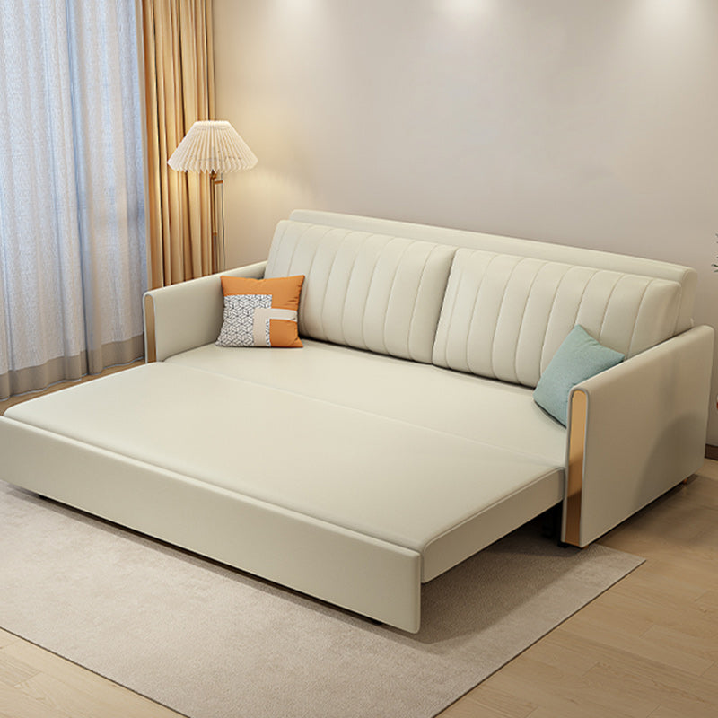 Bonded Leather Sleeper Sofa Pillow Back Detachable Mattress Futon Sleeper Sofa Bed