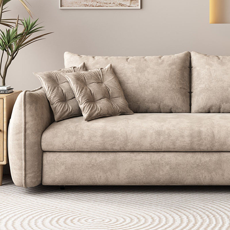 Modern Fabric Sofa Bed Brown Slipcovered Sleeper Sofa with Storage