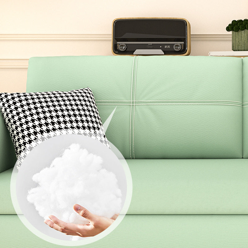 Pillow Back Scandinavian Sleeper Sofa Bonded Leather Green Futon Sofa Bed