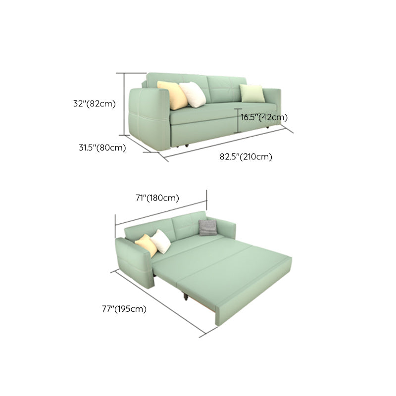 Pillow Back Scandinavian Sleeper Sofa Bonded Leather Green Futon Sofa Bed