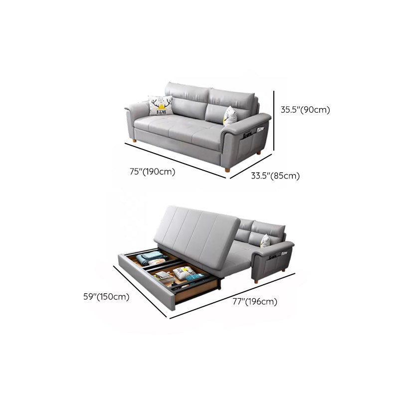 33" Wide Contemporary Sleeper Sofa Futon Gray Storage Sleeper Sofa