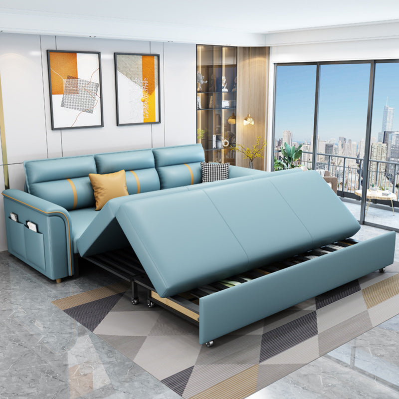 Glam Blue Sleeper Sofa Pillow Included Futon Sleeper Sofa Bed with Storage