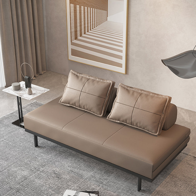 Contemporary Faux Leather Sleeper Sofa Pillow Back Futon Sleeper Sofa Bed