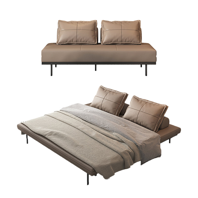 Contemporary Faux Leather Sleeper Sofa Pillow Back Futon Sleeper Sofa Bed