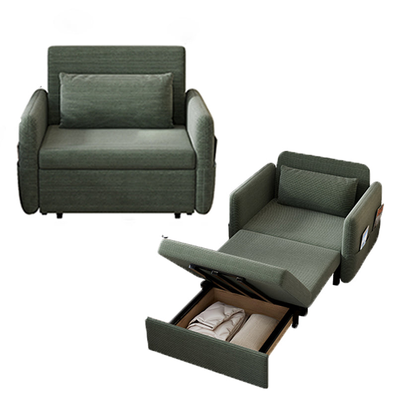 Scandinavian Pillow Back Sleeper Sofa Square Arms Futon Sofa Bed with Storage