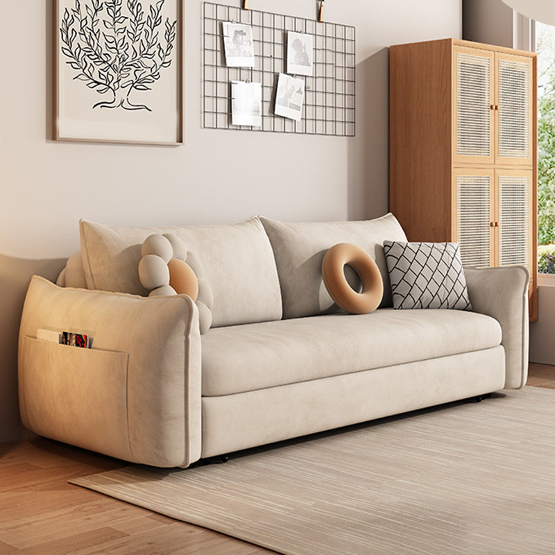 Scandinavian Futon Sleeper Sofa Bed White Convertible Sofa for Living Room