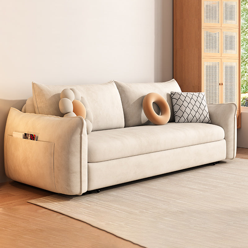 Scandinavian Futon Sleeper Sofa Bed White Convertible Sofa for Living Room