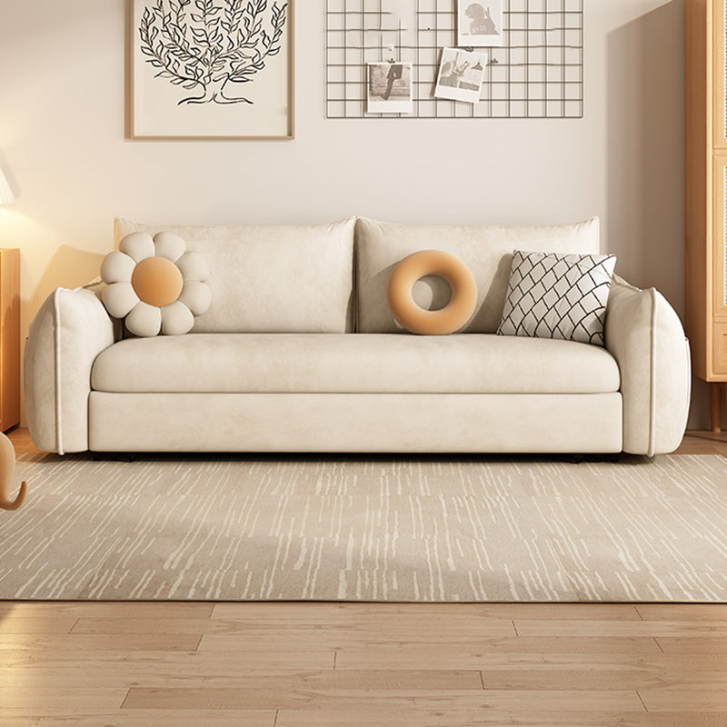 Scandinavian Futon Sleeper Sofa Bed White Convertible Sofa for Living Room